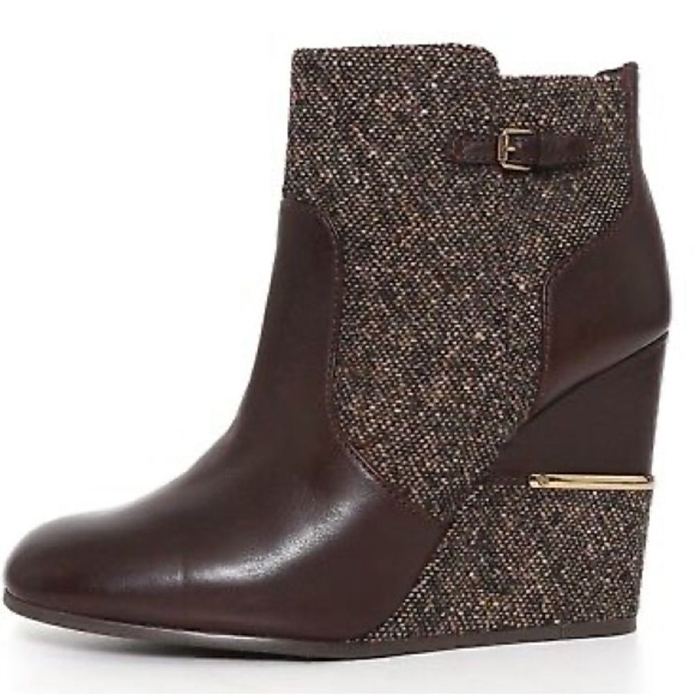 Tory Burch Brown New Cherie Wedge Boots/Booties Sz 6